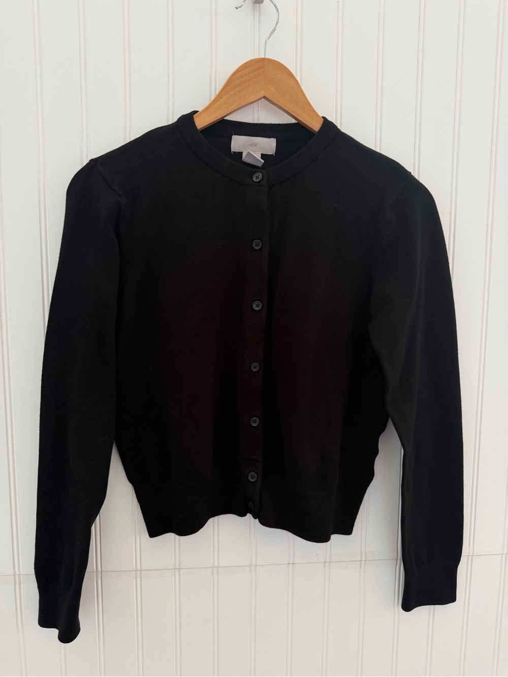 H&M Black Women's Button-Up Crewneck Cardigan